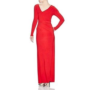 Vera Wang Jersey Fit and Flare Gown, Poppy Red